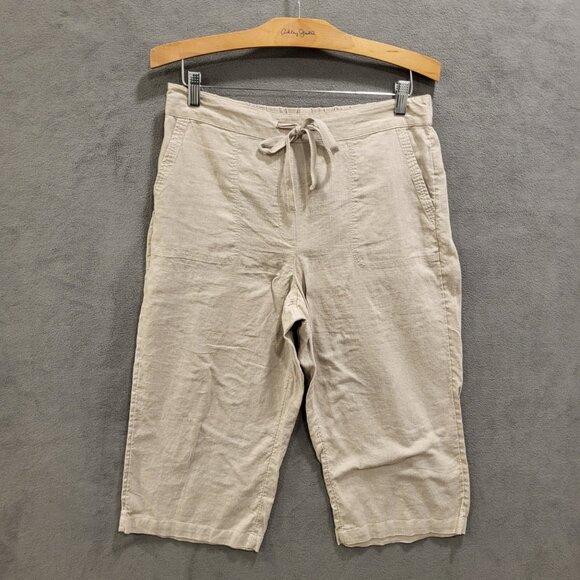 Kim Rogers Linen Blend Capri Pants Women’s Size Small Beachy Coastal Lagenlook - Picture 1 of 6
